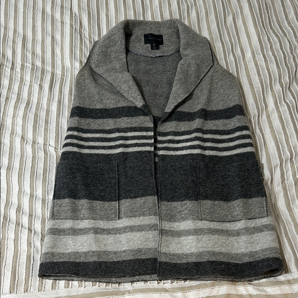 Tahari Gray Striped Vest